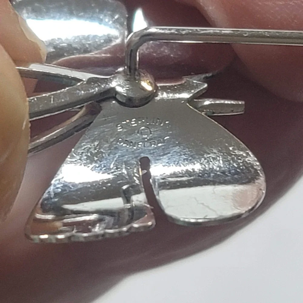 Vintage Danecraft Sterling Silver Butterfly Stick‎ Pin Textured Lapel Brooch